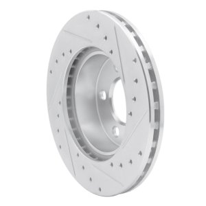 Ford Explorer Brake Rotor (1) - Front Left - R1 Concepts - Drilled & Slotted - Silver - `95-`02